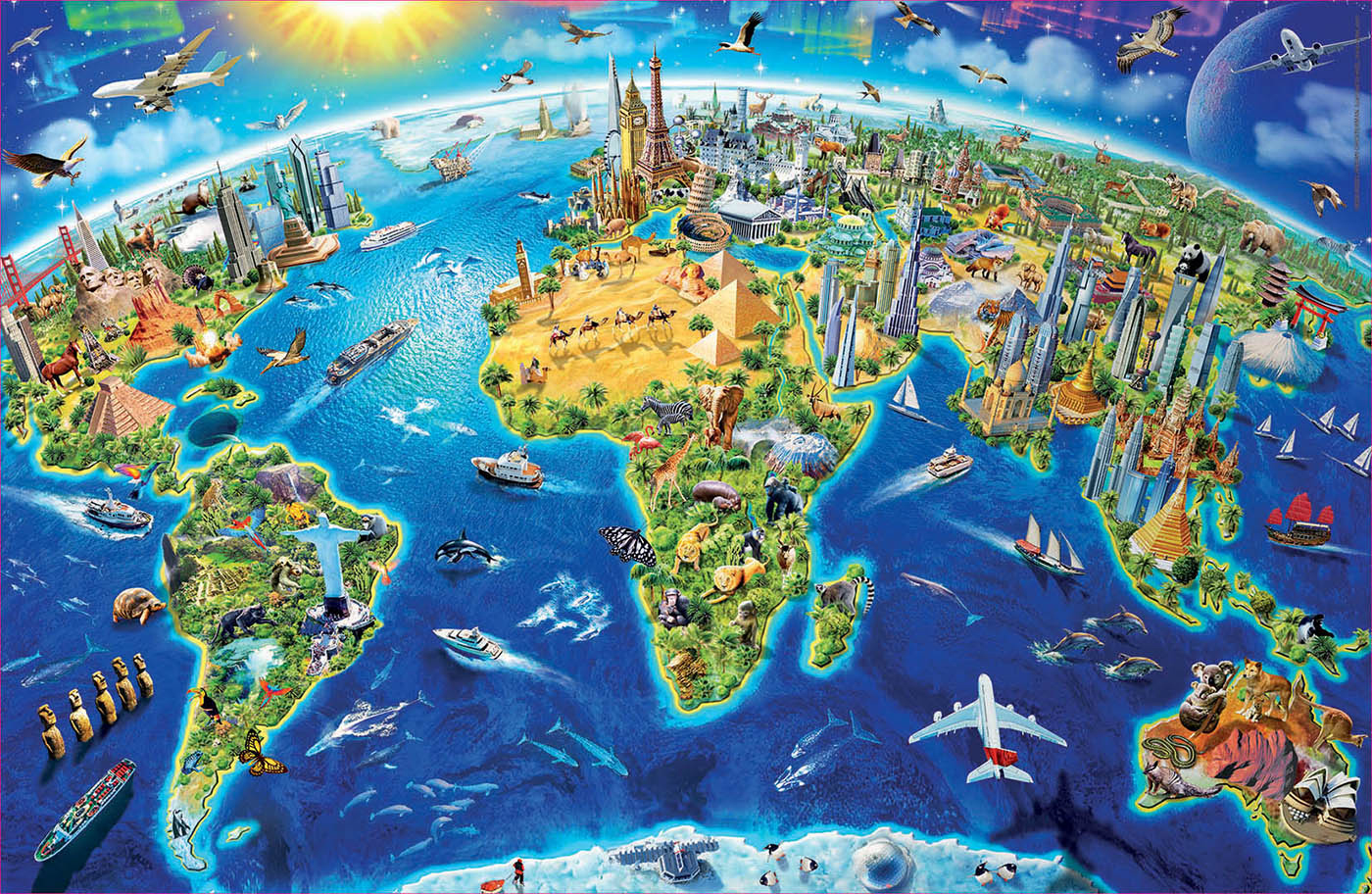World Landmarks Mini Puzzle Maps & Geography Jigsaw Puzzle
