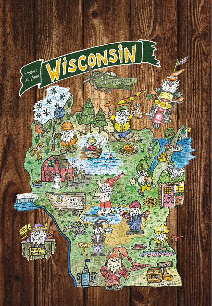 Gnome Sweet Gnome, Wisconsin Maps & Geography Jigsaw Puzzle