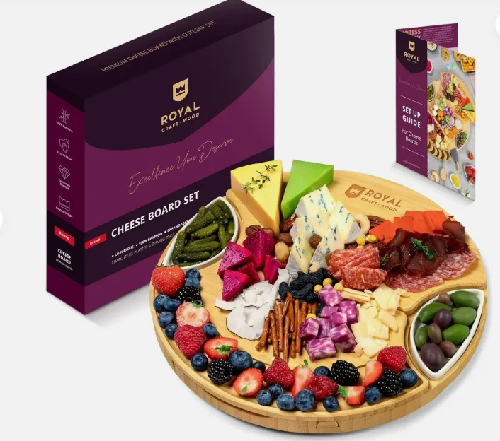 Bamboo Cheese Board - Round Christmas