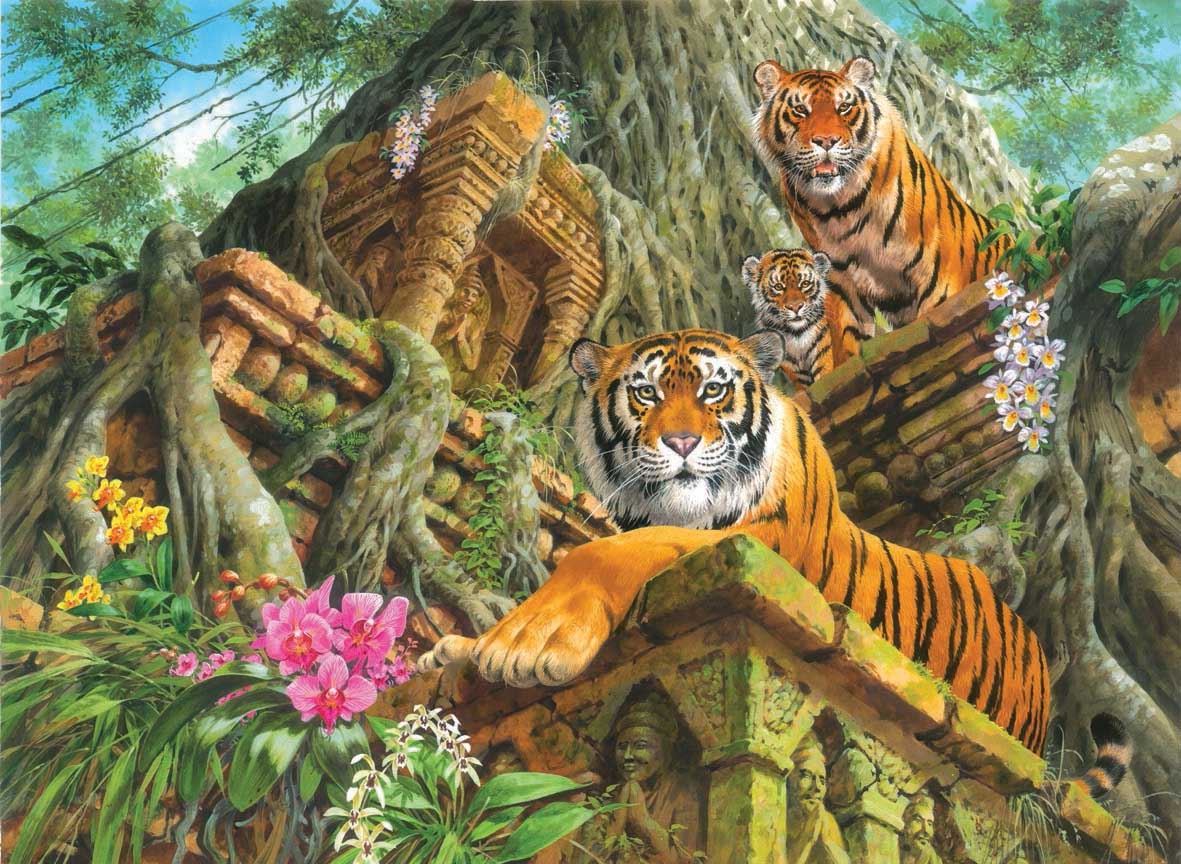 Temple Tigers Big Cats Jigsaw Puzzle