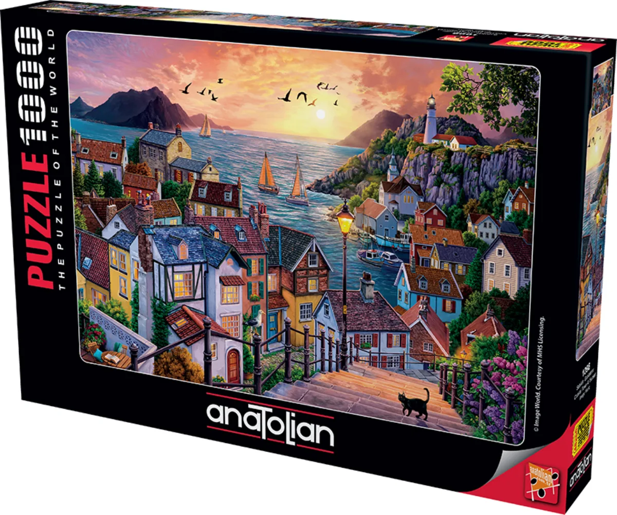 Coastal Town At Sunset