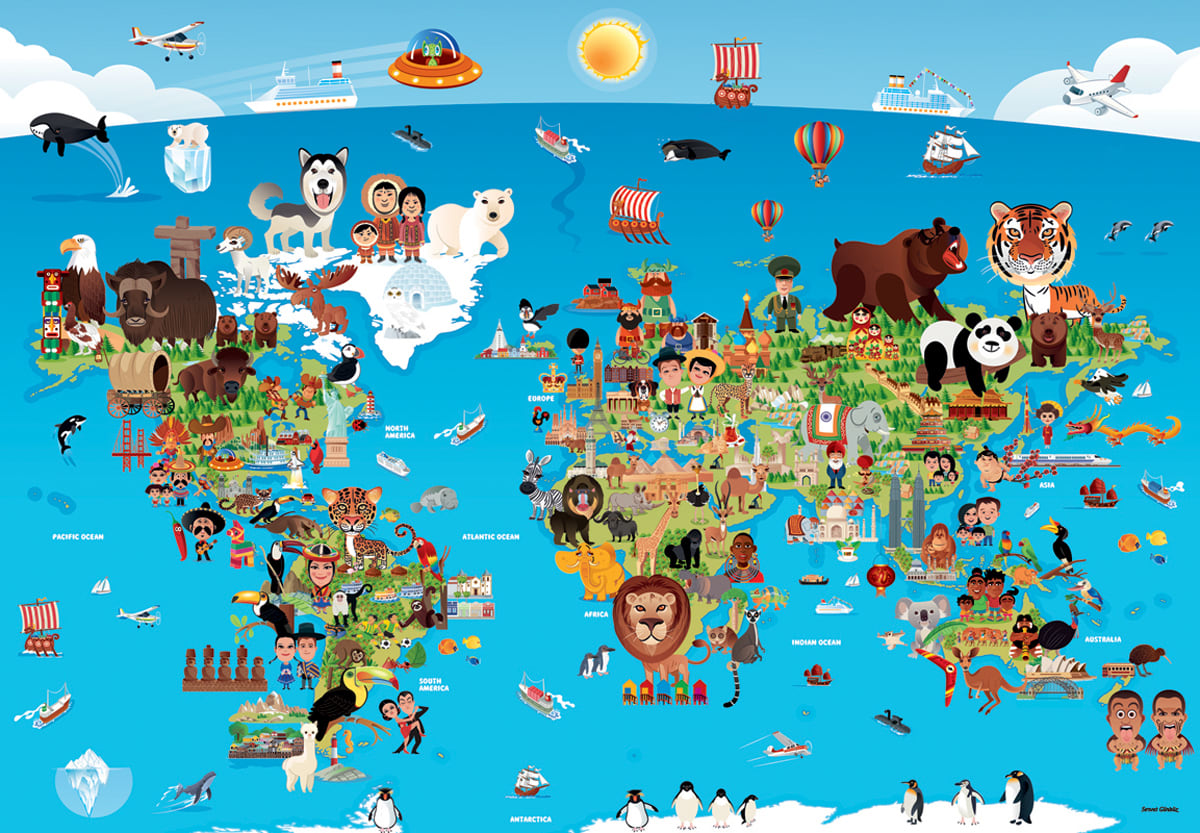Cartoon World Map Educational