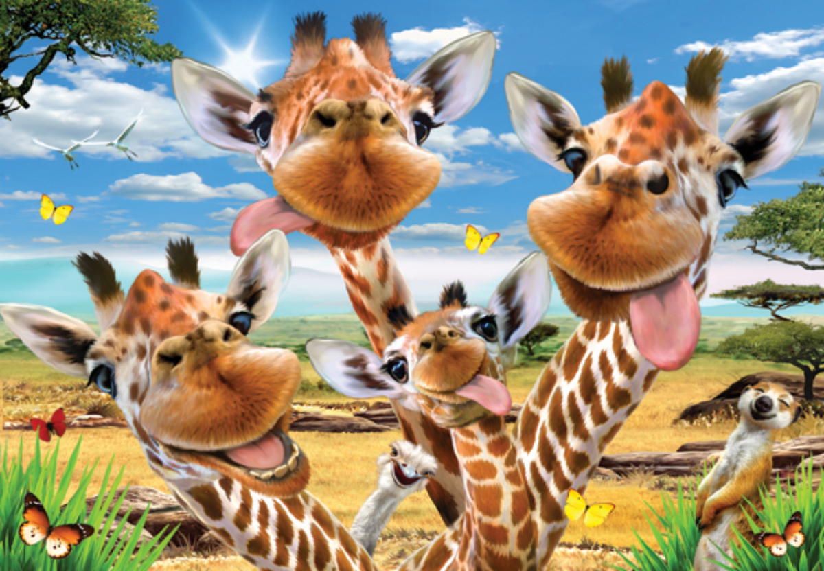 Giraffe Selfie Safari Animals Jigsaw Puzzle