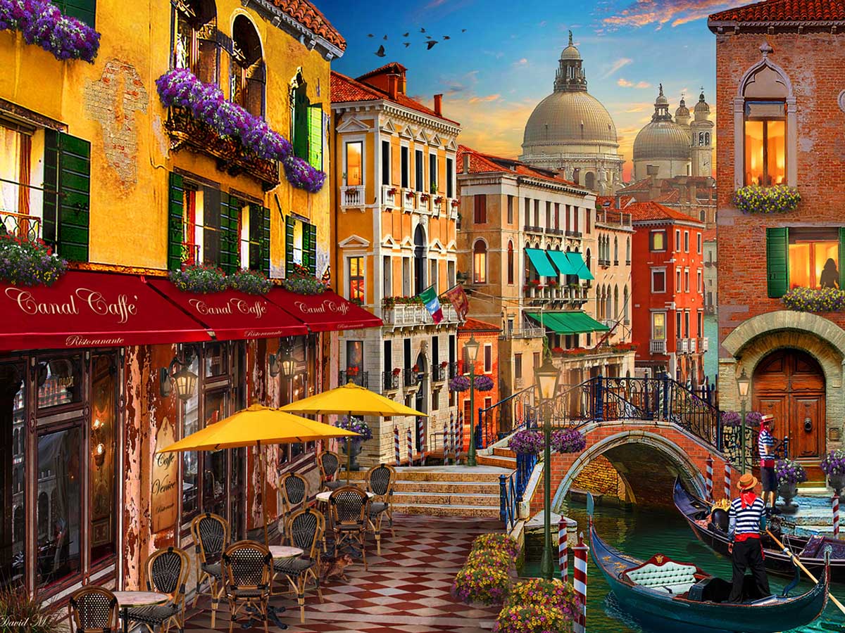 Canal Cafe Venice Italy Jigsaw Puzzle