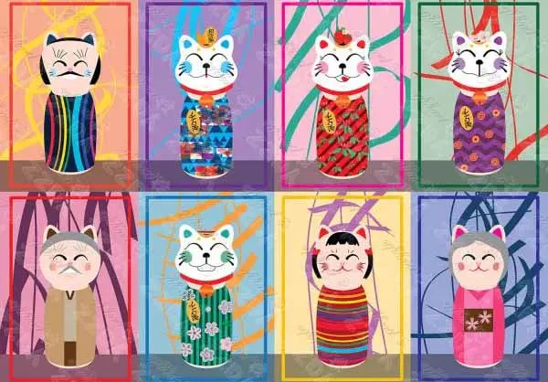 Maneki Kokeshi Cats
