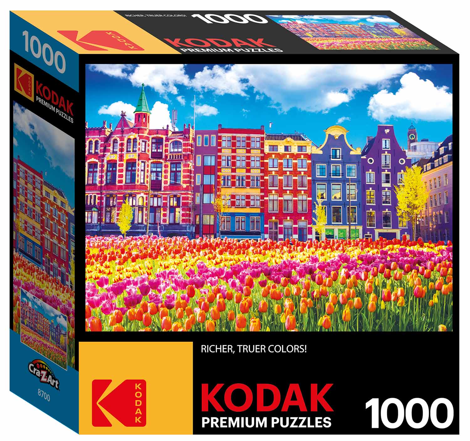 Traditional Old Buildings And Tulips In Amsterdam, 1000 Pieces, Kodak ...