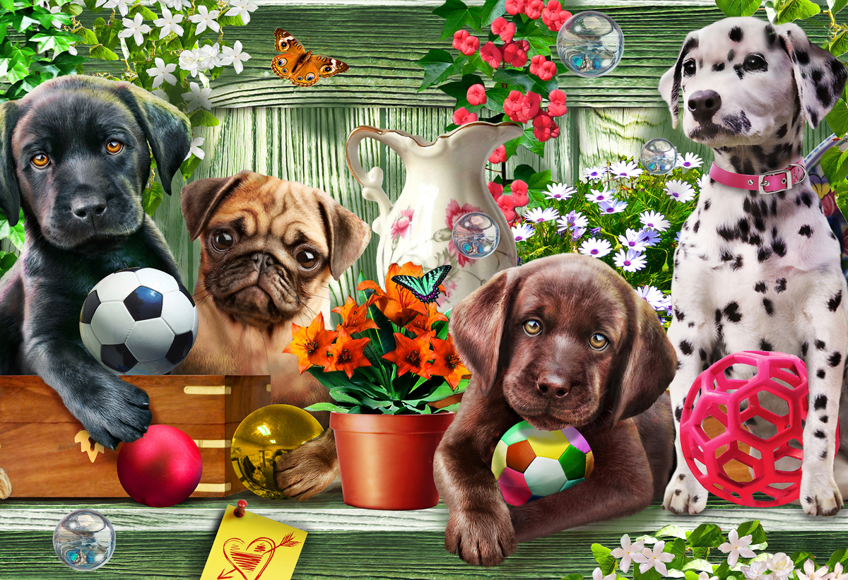Garden Puppies Dogs Jigsaw Puzzle