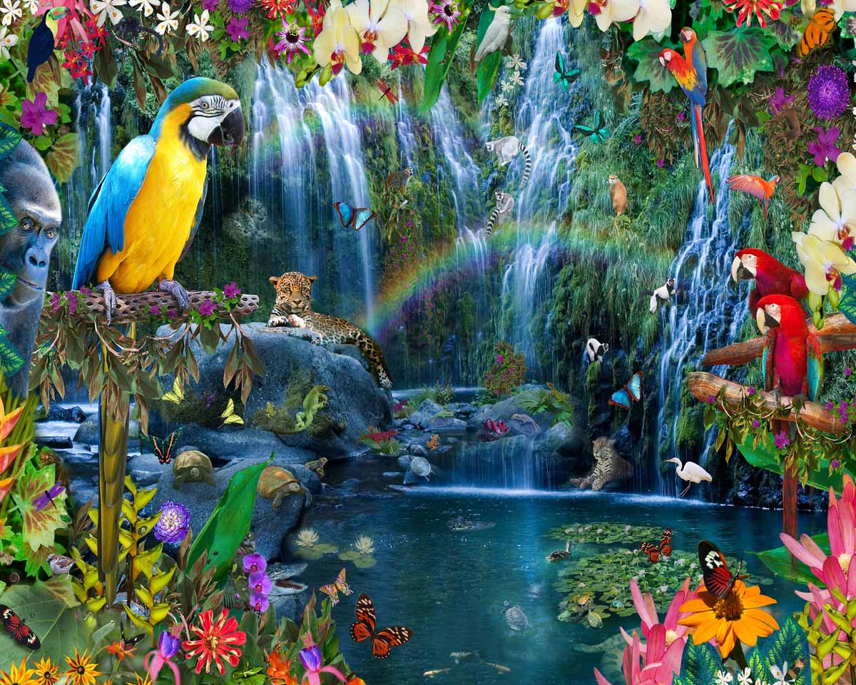 Tropical Paradise Jungle Animals Jigsaw Puzzle