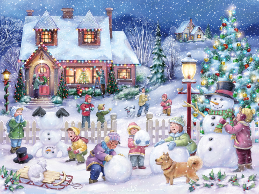 Snowman Celebration Christmas Jigsaw Puzzle