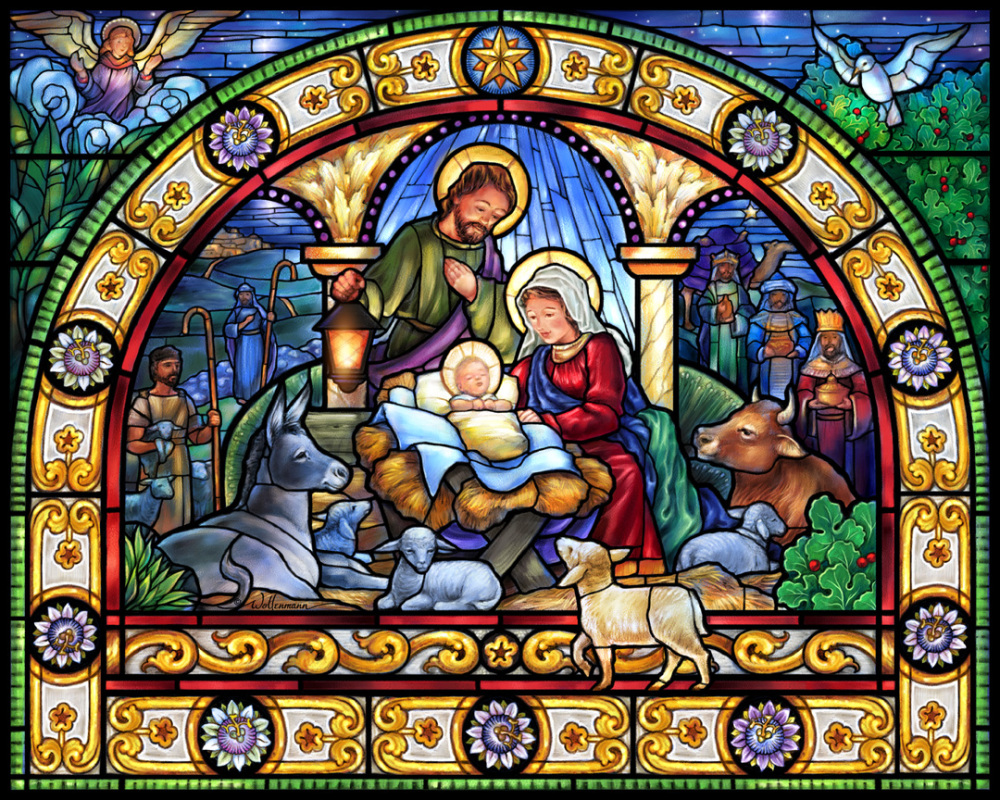 Stained Glass Holy Night Religious Jigsaw Puzzle