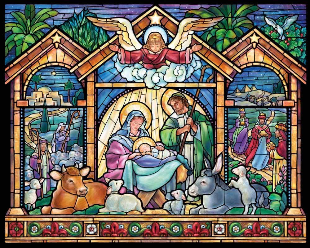 Stained Glass Nativity - 1000 Piece Jigsaw Puzzle by Vermont