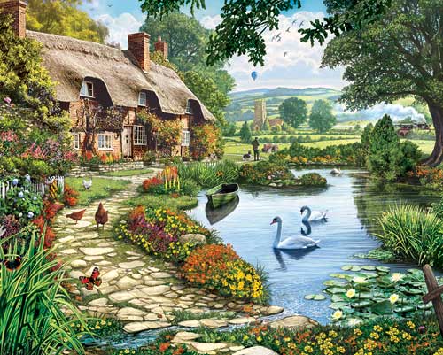 Lakeside Cottage Countryside Jigsaw Puzzle