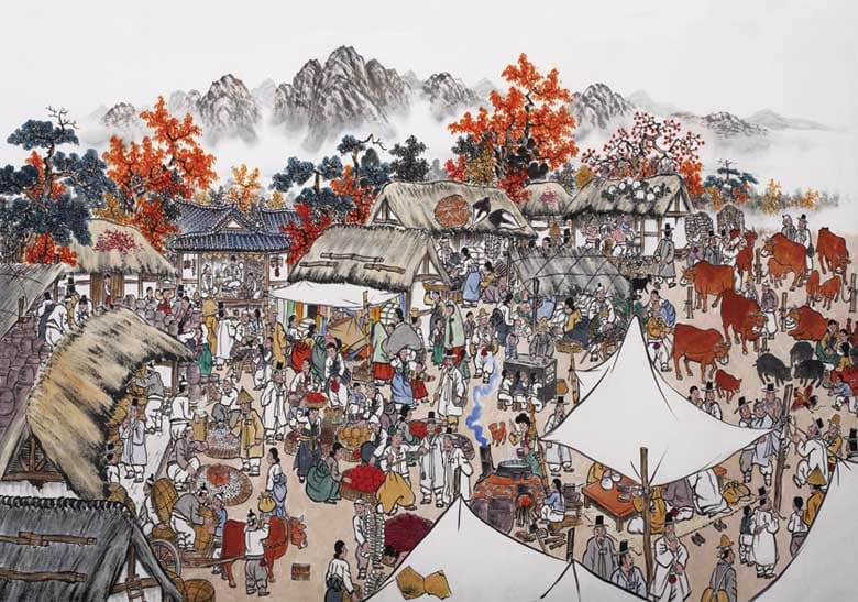 Traditional Market Asian Art