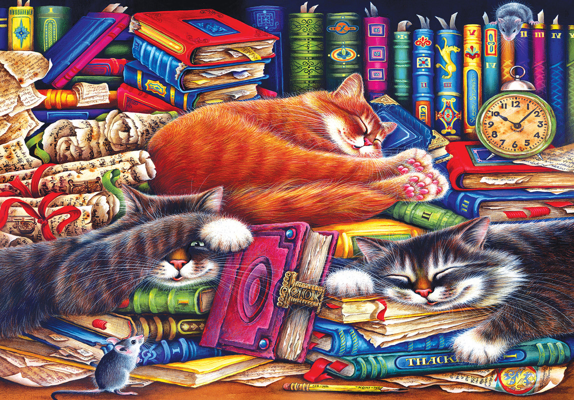 The Old Book Shop Cats Cats Jigsaw Puzzle