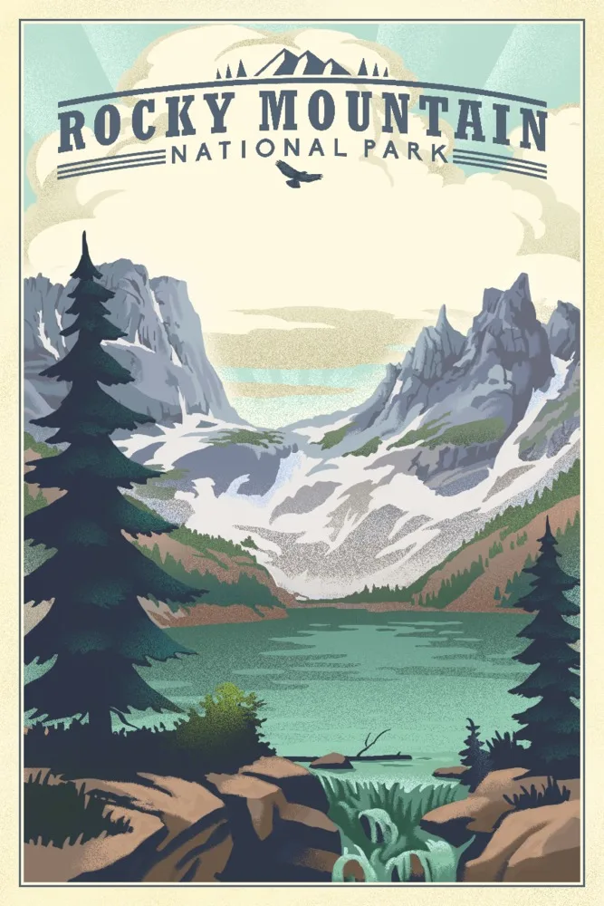 Rocky Mountain National Park, Colorado, Lake, Lithograph Nature