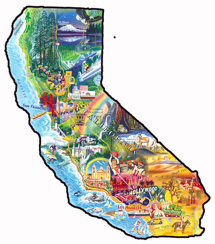 Sun and Fun California Maps & Geography Shaped Puzzle