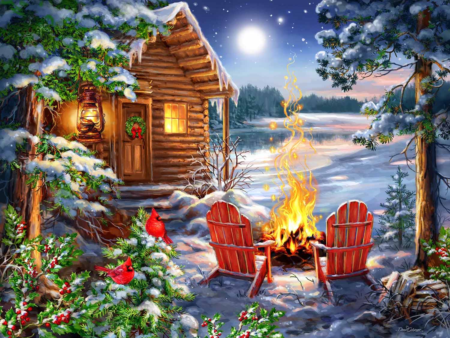 Christmas Cabin Winter Jigsaw Puzzle