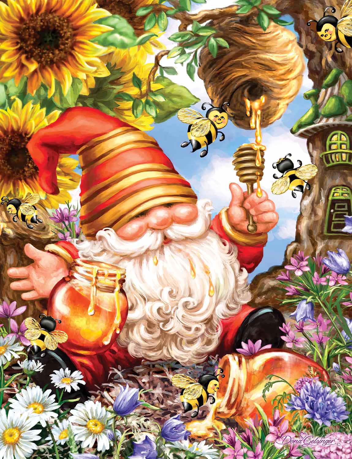 Gnome Worries Bee Happy Fantasy Jigsaw Puzzle