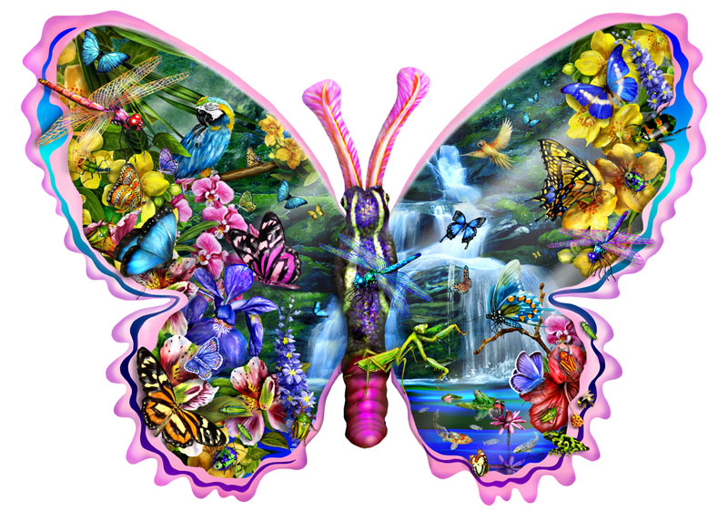 Butterfly Waterfall Butterflies and Insects Shaped Puzzle