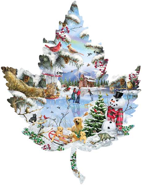 Winter on the Lake Winter Shaped Puzzle