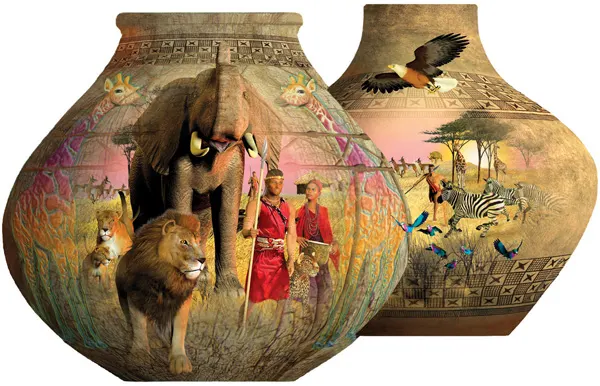 African Pots Animals