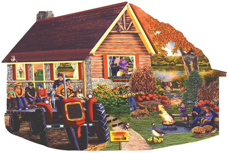 Mountain High Pumpkin Patch Countryside Shaped Puzzle