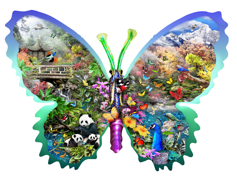 Misty Mountain Butterfly Butterflies and Insects Shaped Puzzle