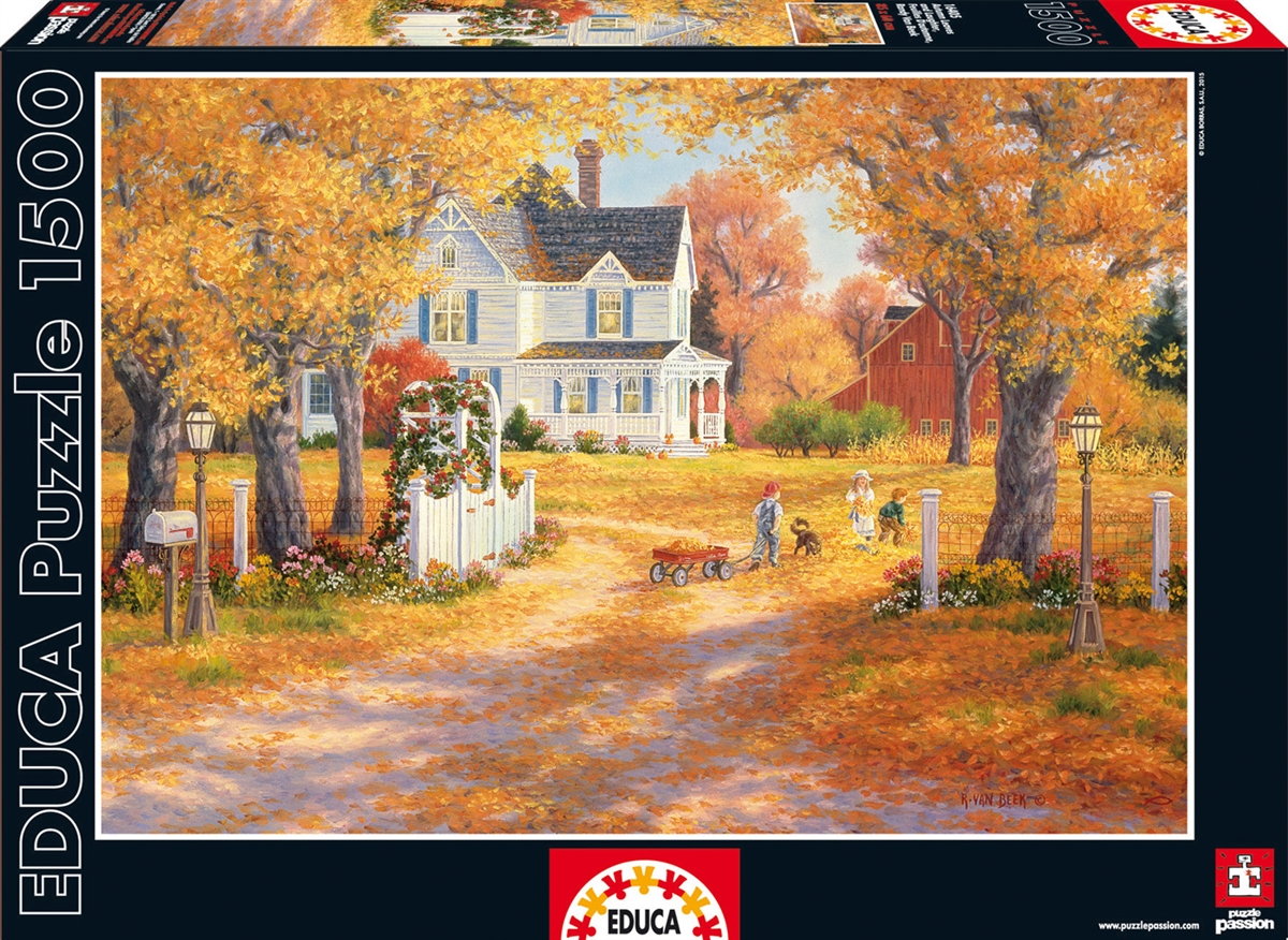 Autumn Leaves and Laughter Countryside Jigsaw Puzzle