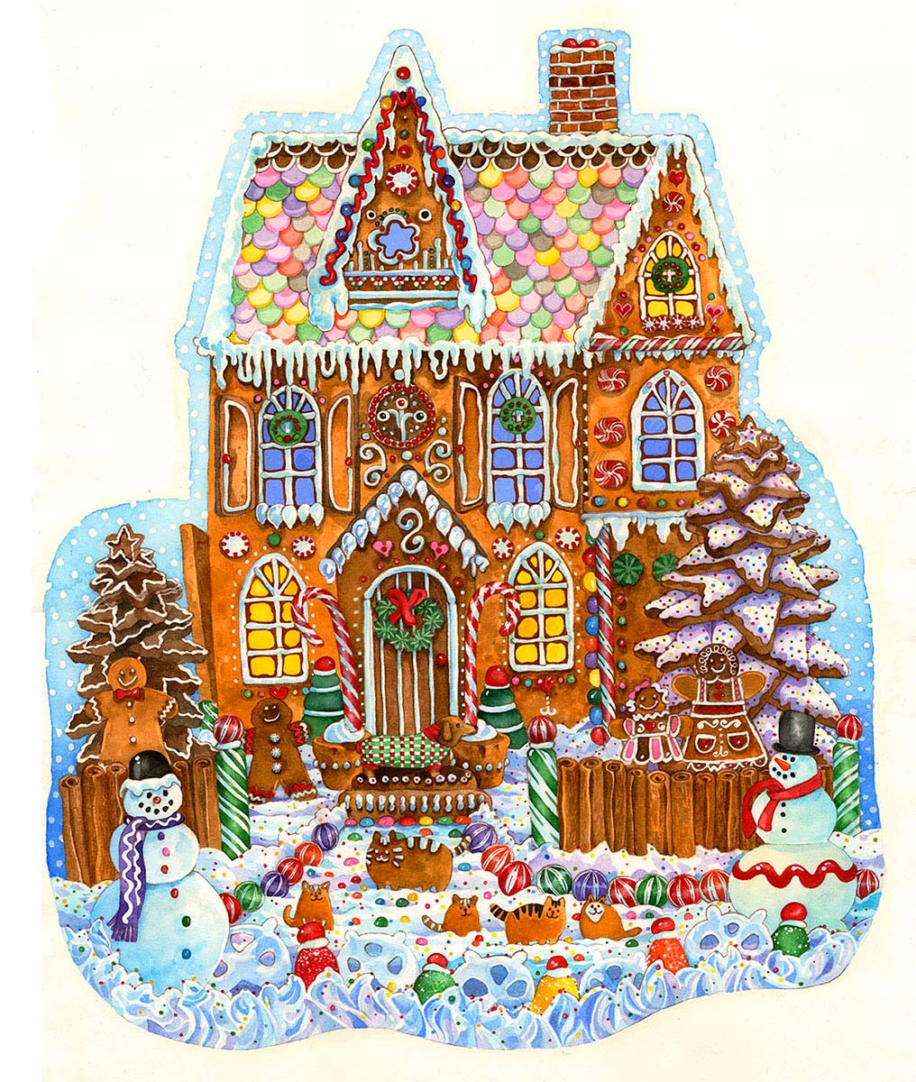 Gingerbread House Winter Shaped Puzzle