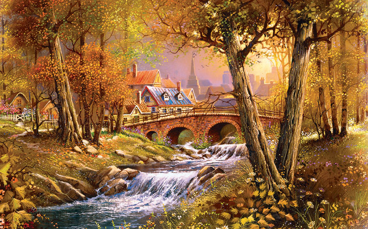 Bridge over the Stream Countryside Jigsaw Puzzle