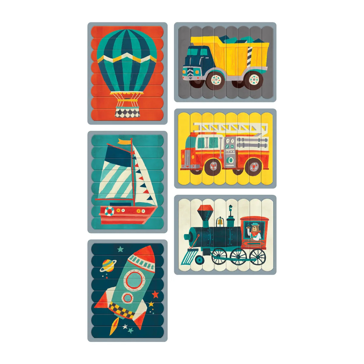 Transportation Puzzle Sticks Vehicles