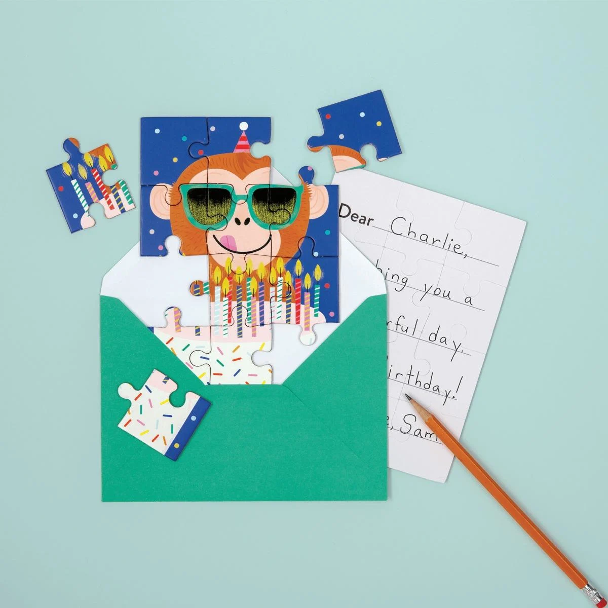 Monkey Cake Greeting Card Puzzle