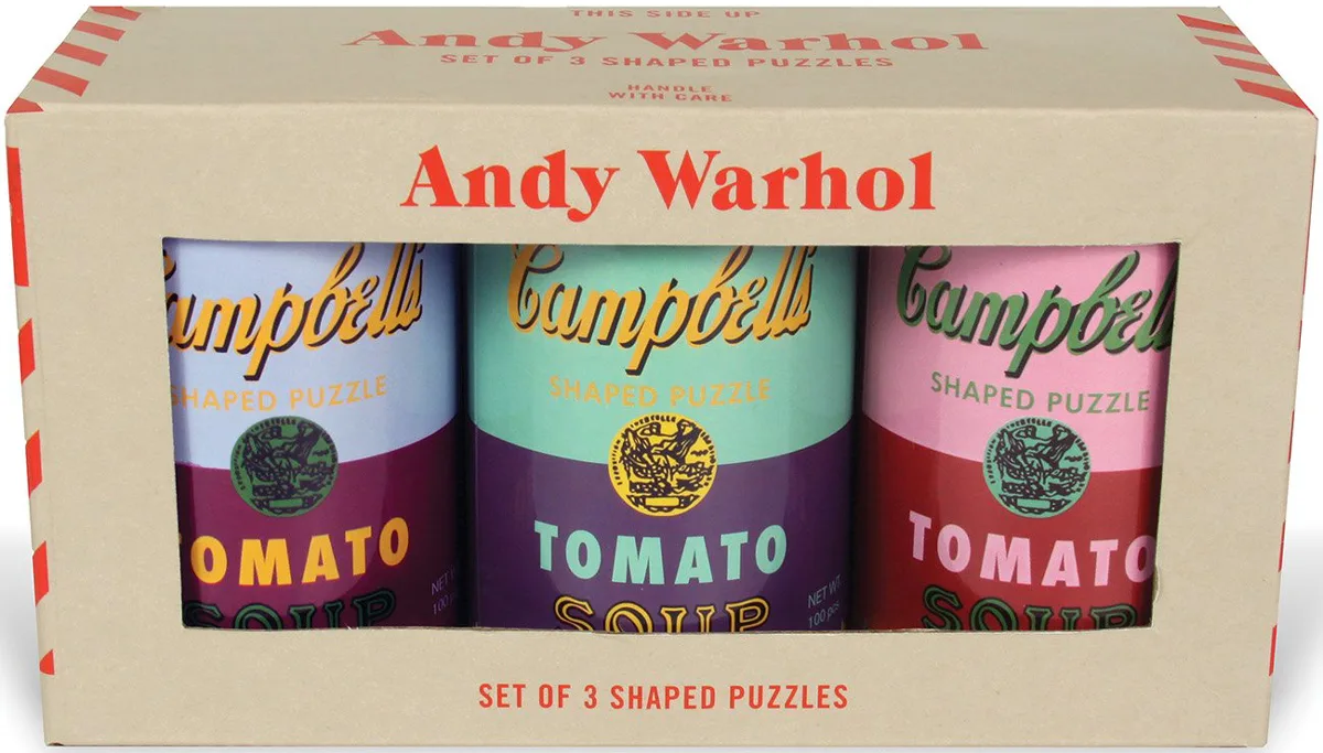 Andy Warhol Soup Cans Set of 3 Shaped Puzzles in Tins