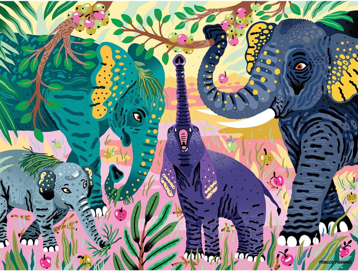 Asian Elephants Endangered Species Puzzle Jungle Animals