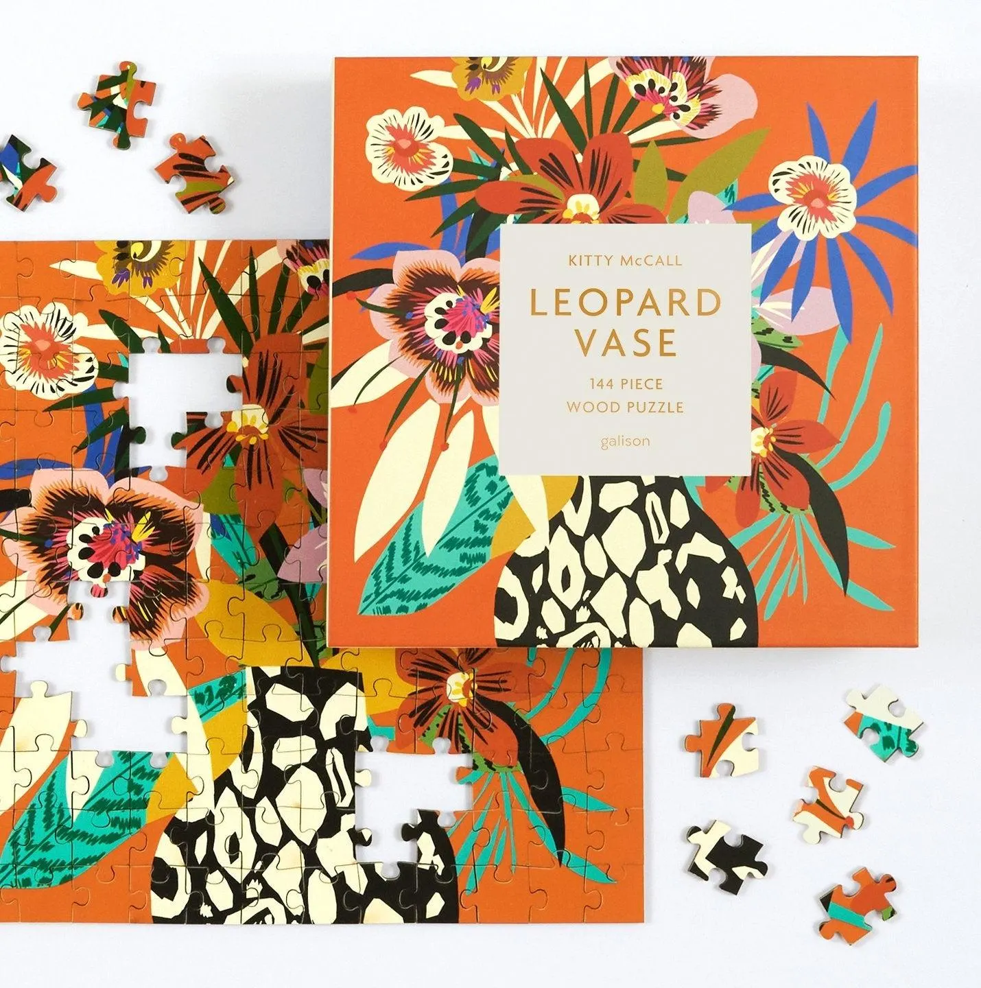 Kitty McCall Leopard Vase Wood Puzzle