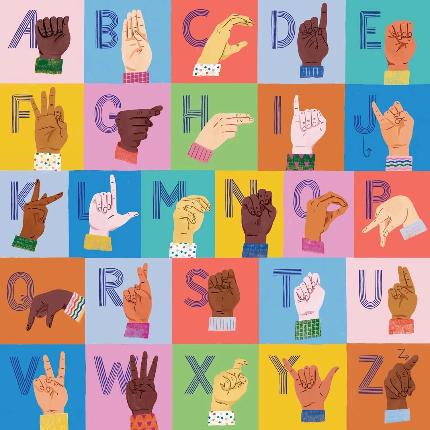 American Sign Language Alphabet Collage