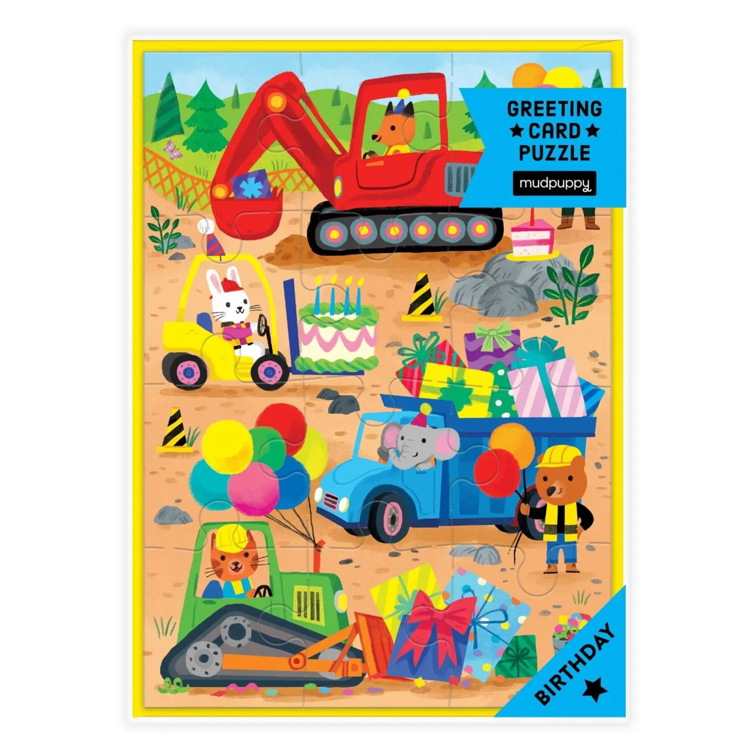 Construction Site Birthday Greeting Card Puzzle Construction