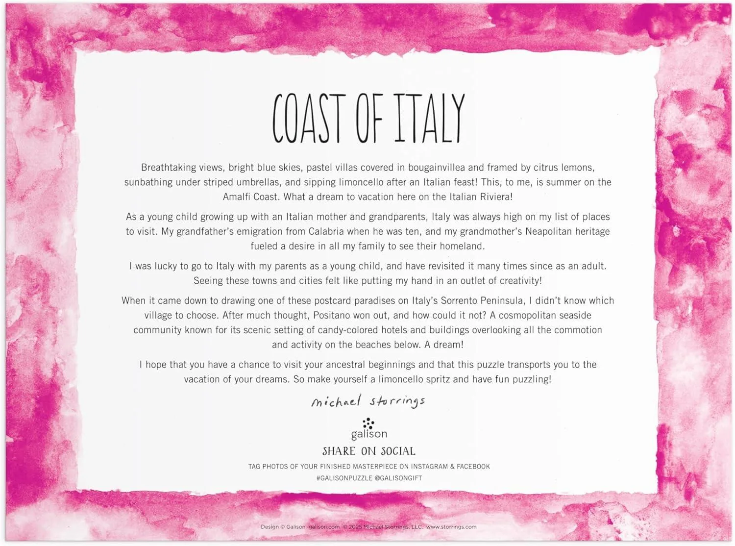 Coast of Italy - 1000 Piece Jigsaw Puzzle by Galison