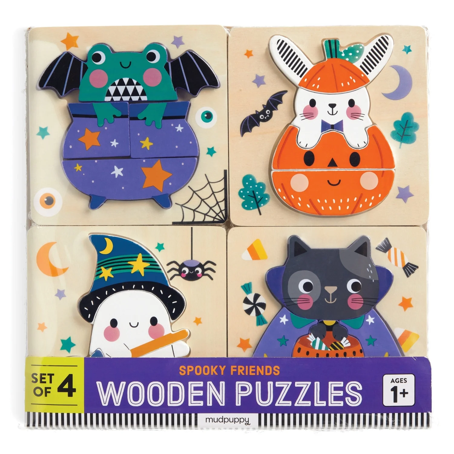 Halloween Set of 4 Wood Puzzles Halloween