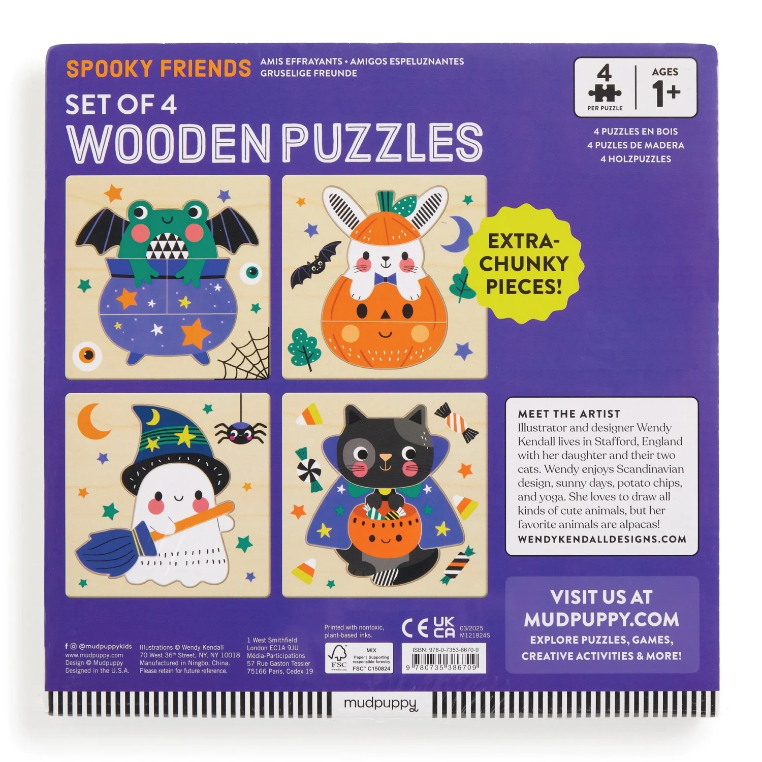 Halloween Set of 4 Wood Puzzles