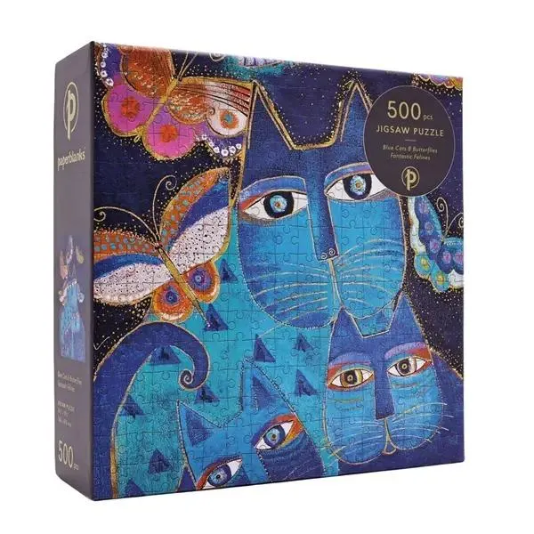 Blue Cats and Butterflies Puzzle 500 PC Cats