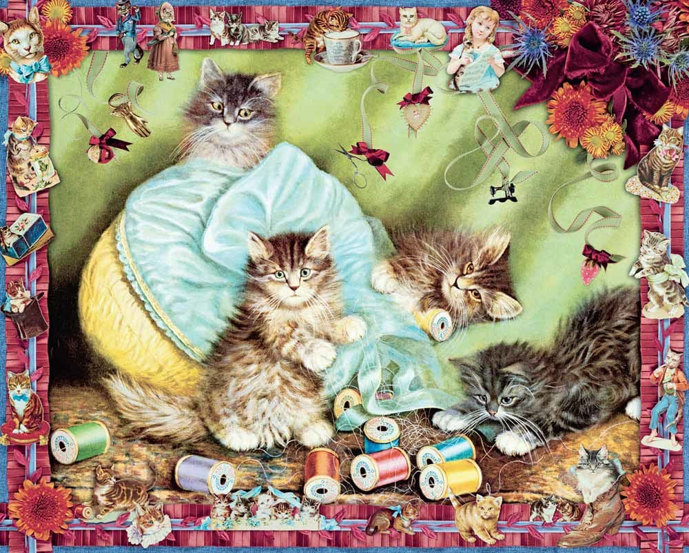 unoa 【Victorian cats Blue green】 Cynthia Hart's Victoriana Cats: Sewing with Kittens - 1000