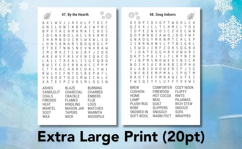 Winter Word Search Book for Adults Large Print