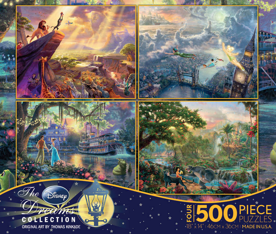 4 in 1, 500 Piece Dreams Collection Thomas Kinkade Multi-Pack Disney