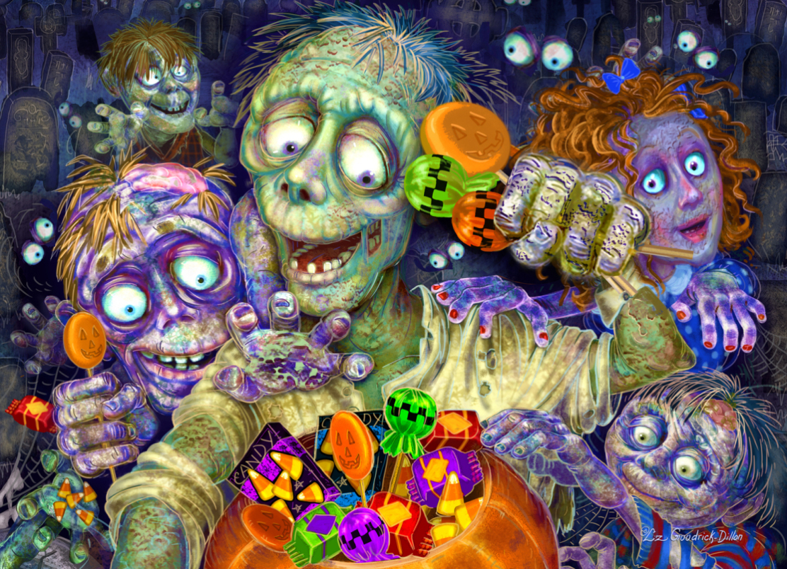 Zombies Like Candy Halloween Jigsaw Puzzle