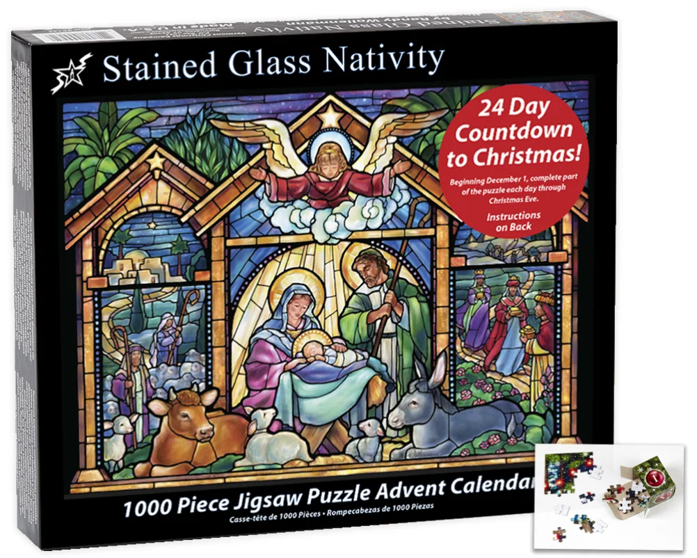 Stained Glass Nativity Jigsaw Puzzle Advent Calendar Christmas
