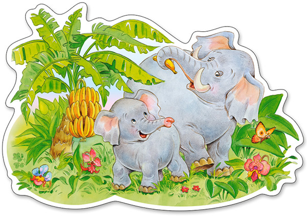Playing Elephants Animals Children's Puzzles