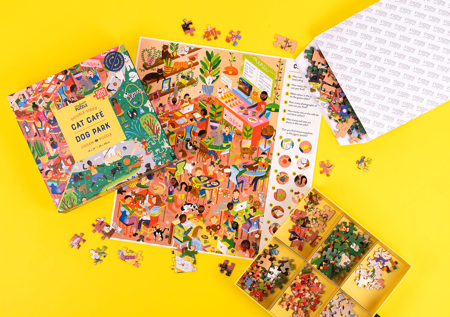 Cat Cafe & Dog Park Double Sided Puzzle