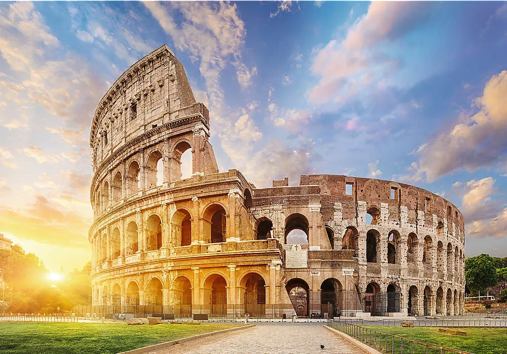 Romantic Sunset Colosseum, Rome Italy Landmarks & Monuments