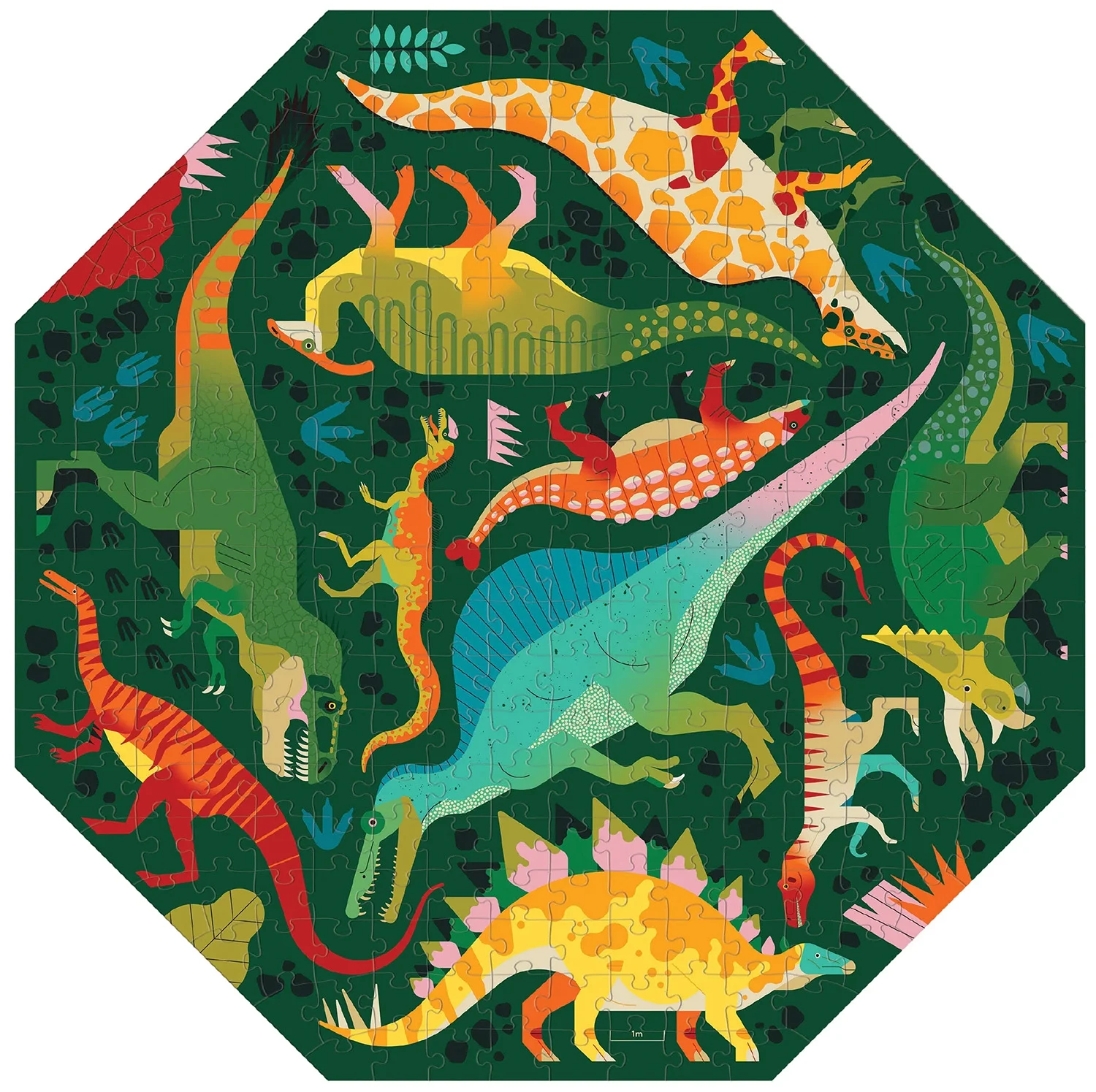 Dinosaurs to Scale Octagon Shaped Puzzle Dinosaurs